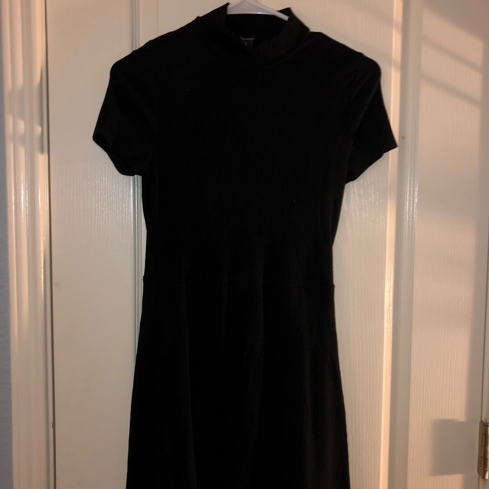 black knit turtleneck skater mini dress